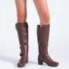 image:imageRuiee Knee High Boots for Women Chunky Heel Casual Comfort Pointed Toe Boot Womens Fashion Fall Winter KneeHigh BootsBrown Lpu 303