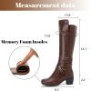 image:imageRuiee Knee High Boots for Women Chunky Heel Casual Comfort Pointed Toe Boot Womens Fashion Fall Winter KneeHigh BootsBrown Lpu 303