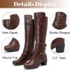 image:imageRuiee Knee High Boots for Women Chunky Heel Casual Comfort Pointed Toe Boot Womens Fashion Fall Winter KneeHigh BootsBrown Lpu 303