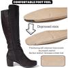 image:imageRuiee Knee High Boots for Women Chunky Heel Casual Comfort Pointed Toe Boot Womens Fashion Fall Winter KneeHigh BootsBrown Pu 303