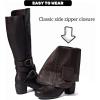 image:imageRuiee Knee High Boots for Women Chunky Heel Casual Comfort Pointed Toe Boot Womens Fashion Fall Winter KneeHigh BootsBrown Pu 303