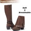 image:imageRuiee Knee High Boots for Women Chunky Heel Casual Comfort Pointed Toe Boot Womens Fashion Fall Winter KneeHigh BootsBrown Zpu 304