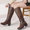 image:imageRuiee Knee High Boots for Women Chunky Heel Casual Comfort Pointed Toe Boot Womens Fashion Fall Winter KneeHigh BootsBrown Zpu 304