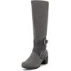 image:imageRuiee Knee High Boots for Women Chunky Heel Casual Comfort Pointed Toe Boot Womens Fashion Fall Winter KneeHigh BootsGrey Zpu 304