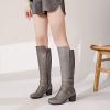 image:imageRuiee Knee High Boots for Women Chunky Heel Casual Comfort Pointed Toe Boot Womens Fashion Fall Winter KneeHigh BootsTaupe Pu 303