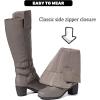 image:imageRuiee Knee High Boots for Women Chunky Heel Casual Comfort Pointed Toe Boot Womens Fashion Fall Winter KneeHigh BootsTaupe Pu 303