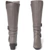 image:imageRuiee Knee High Boots for Women Chunky Heel Casual Comfort Pointed Toe Boot Womens Fashion Fall Winter KneeHigh BootsTaupe Pu 303