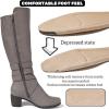 image:imageRuiee Knee High Boots for Women Chunky Heel Casual Comfort Pointed Toe Boot Womens Fashion Fall Winter KneeHigh BootsTaupe Pu 303