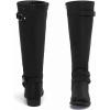 image:imageRuiee Knee High Boots for Women Classic Comfort Riding Combat Boot Round Toe Side Zipper Long Tall Fall Winter Womens BootsBlack Pu 305