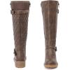 image:imageRuiee Knee High Boots for Women Classic Comfort Riding Combat Boot Round Toe Side Zipper Long Tall Fall Winter Womens BootsBrown Pu 267