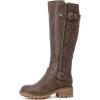 image:imageRuiee Knee High Boots for Women Classic Comfort Riding Combat Boot Round Toe Side Zipper Long Tall Fall Winter Womens BootsBrown Pu 267