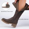 image:imageRuiee Knee High Boots for Women Classic Comfort Riding Combat Boot Round Toe Side Zipper Long Tall Fall Winter Womens BootsBrown Pu 267