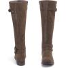 image:imageRuiee Knee High Boots for Women Classic Comfort Riding Combat Boot Round Toe Side Zipper Long Tall Fall Winter Womens BootsBrown Pu 305