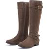 image:imageRuiee Knee High Boots for Women Classic Comfort Riding Combat Boot Round Toe Side Zipper Long Tall Fall Winter Womens BootsBrown Pu 305