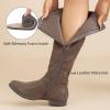 image:imageRuiee Knee High Boots for Women Classic Comfort Riding Combat Boot Round Toe Side Zipper Long Tall Fall Winter Womens BootsBrown Pu 305