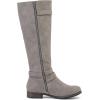 image:imageRuiee Knee High Boots for Women Classic Comfort Riding Combat Boot Round Toe Side Zipper Long Tall Fall Winter Womens BootsGrey Pu 305