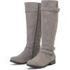 image:imageRuiee Knee High Boots for Women Classic Comfort Riding Combat Boot Round Toe Side Zipper Long Tall Fall Winter Womens BootsGrey Pu 305