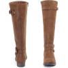 image:imageRuiee Knee High Boots for Women Classic Comfort Riding Combat Boot Round Toe Side Zipper Long Tall Fall Winter Womens BootsTan Pu 305