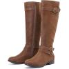 image:imageRuiee Knee High Boots for Women Classic Comfort Riding Combat Boot Round Toe Side Zipper Long Tall Fall Winter Womens BootsTan Pu 305