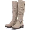 image:imageRuiee Knee High Boots for Women Comfort Low Heeled Tall Long Boot Round Toe Fall Winter Flat Riding Combat Womens BootsBeige Pu 005