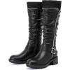 image:imageRuiee Knee High Boots for Women Comfort Low Heeled Tall Long Boot Round Toe Fall Winter Flat Riding Combat Womens BootsBlack Lpu 964 New