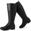 image:imageRuiee Knee High Boots for Women Comfort Low Heeled Tall Long Boot Round Toe Fall Winter Flat Riding Combat Womens BootsBlack Pu 119