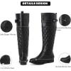 image:imageRuiee Knee High Boots for Women Comfort Low Heeled Tall Long Boot Round Toe Fall Winter Flat Riding Combat Womens BootsBlack Pu 119