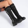 image:imageRuiee Knee High Boots for Women Comfort Low Heeled Tall Long Boot Round Toe Fall Winter Flat Riding Combat Womens BootsBlack Zpu 964 New