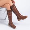 image:imageRuiee Knee High Boots for Women Comfort Low Heeled Tall Long Boot Round Toe Fall Winter Flat Riding Combat Womens BootsBrown Lpu 964 New