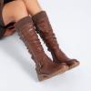 image:imageRuiee Knee High Boots for Women Comfort Low Heeled Tall Long Boot Round Toe Fall Winter Flat Riding Combat Womens BootsBrown Lpu 964 New