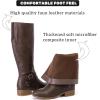 image:imageRuiee Knee High Boots for Women Comfort Low Heeled Tall Long Boot Round Toe Fall Winter Flat Riding Combat Womens BootsBrown Pu 113