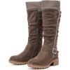 image:imageRuiee Knee High Boots for Women Comfort Low Heeled Tall Long Boot Round Toe Fall Winter Flat Riding Combat Womens BootsBrown Zpu 964 New