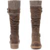 image:imageRuiee Knee High Boots for Women Comfort Low Heeled Tall Long Boot Round Toe Fall Winter Flat Riding Combat Womens BootsBrown Zpu 964 New