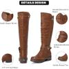 image:imageRuiee Knee High Boots for Women Comfort Low Heeled Tall Long Boot Round Toe Fall Winter Flat Riding Combat Womens BootsTan Pu 005