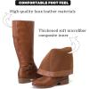 image:imageRuiee Knee High Boots for Women Comfort Low Heeled Tall Long Boot Round Toe Fall Winter Flat Riding Combat Womens BootsTan Pu 113