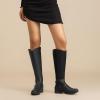 image:imageRuiee Knee High Boots for Women Comfort Stylish Casual Round Toe Tall Riding Combat Boot Classic Fashion Fall Winter KneeHigh Flat BootsBlack Pu 909