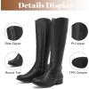 image:imageRuiee Knee High Boots for Women Comfort Stylish Casual Round Toe Tall Riding Combat Boot Classic Fashion Fall Winter KneeHigh Flat BootsBlack Pu 909