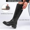 image:imageRuiee Knee High Boots for Women Comfort Stylish Casual Round Toe Tall Riding Combat Boot Classic Fashion Fall Winter KneeHigh Flat BootsBlack Pu 972