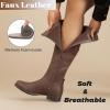 image:imageRuiee Knee High Boots for Women Comfort Stylish Casual Round Toe Tall Riding Combat Boot Classic Fashion Fall Winter KneeHigh Flat BootsBrown Bmf 909