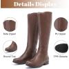 image:imageRuiee Knee High Boots for Women Comfort Stylish Casual Round Toe Tall Riding Combat Boot Classic Fashion Fall Winter KneeHigh Flat BootsBrown Pu 909