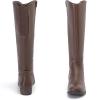 image:imageRuiee Knee High Boots for Women Comfort Stylish Casual Round Toe Tall Riding Combat Boot Classic Fashion Fall Winter KneeHigh Flat BootsBrown Pu 909