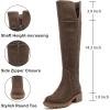 image:imageRuiee Knee High Boots for Women Comfort Stylish Casual Round Toe Tall Riding Combat Boot Classic Fashion Fall Winter KneeHigh Flat BootsBrown Pu 979