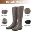 image:imageRuiee Knee High Boots for Women Comfort Stylish Casual Round Toe Tall Riding Combat Boot Classic Fashion Fall Winter KneeHigh Flat BootsGrey Pu 909
