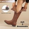 image:imageRuiee Knee High Boots for Women Comfort Stylish Casual Round Toe Tall Riding Combat Boot Classic Fashion Fall Winter KneeHigh Flat BootsTaupe Zpu 909