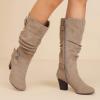 image:imageRuiee Knee High Boots for Women Slouchy Chunky Heel Long Boots Pointed Toe Comfort and Fashion Fall Winter Woman BootBeige Mf 301