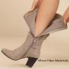 image:imageRuiee Knee High Boots for Women Slouchy Chunky Heel Long Boots Pointed Toe Comfort and Fashion Fall Winter Woman BootBeige Mf 301