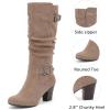 image:imageRuiee Knee High Boots for Women Slouchy Chunky Heel Long Boots Pointed Toe Comfort and Fashion Fall Winter Woman BootBeige Mf 301