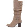 image:imageRuiee Knee High Boots for Women Slouchy Chunky Heel Long Boots Pointed Toe Comfort and Fashion Fall Winter Woman BootBeige Mf 301
