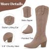 image:imageRuiee Knee High Boots for Women Slouchy Chunky Heel Long Boots Pointed Toe Comfort and Fashion Fall Winter Woman BootBeige Mf 971