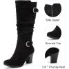 image:imageRuiee Knee High Boots for Women Slouchy Chunky Heel Long Boots Pointed Toe Comfort and Fashion Fall Winter Woman BootBlack Mf 301